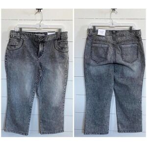 Chicos Platinum Denim Alkaline Wash Gray Acid Wash Cropped Jeans Size 1.5 US‎ 10